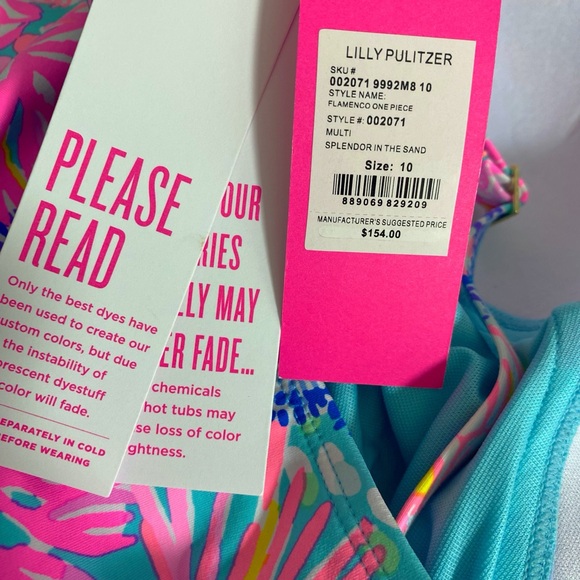 Lilly Pulitzer Flamenco Swimsuit Splendor in the Sand Sz 10 Bathing Suit - Picture 10 of 10